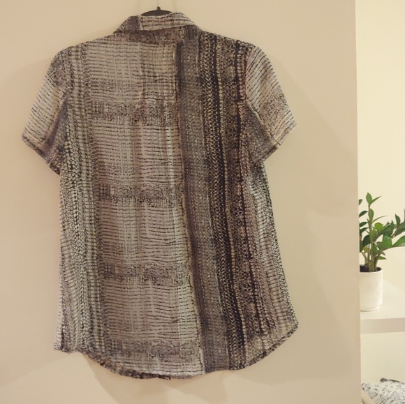 Semi sheer silk abstract button top - Picture 6 of 6